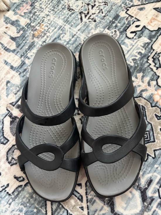 CROCS Shoes - Crocs Women’s Black Sandal - Comfortable Strappy Slide / Size 8